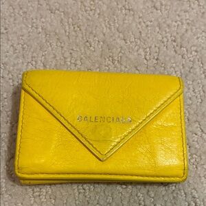 Balenciaga Papier Mini Wallet in yellow calfskin leather 👝